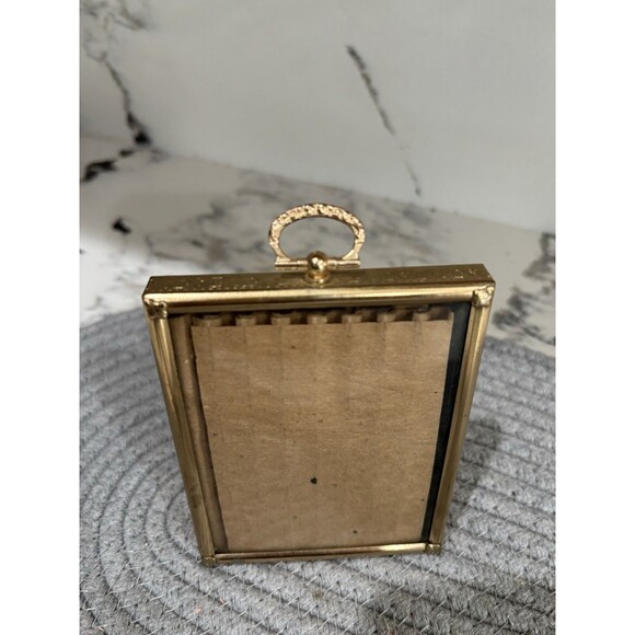 Vintage Bubble/convex Glass Footed Gold Metal Photo Frame MCM Easel - Picture 2 of 6